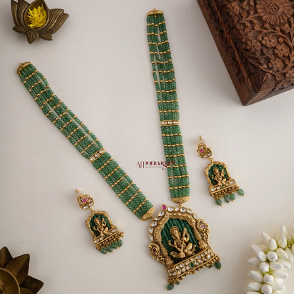 Royal Look Green Beaded Ganesha Haram