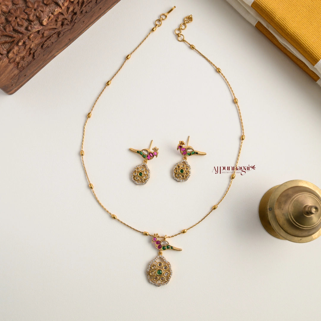 Sleek Peacock Necklace - Multi