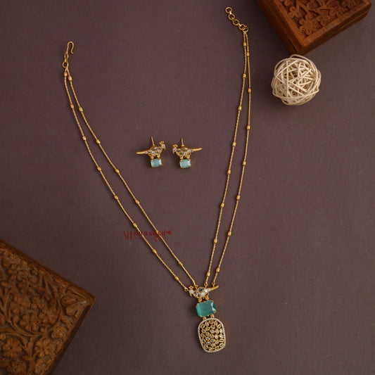 Double Lined Bird AD Necklace - Pastel Green