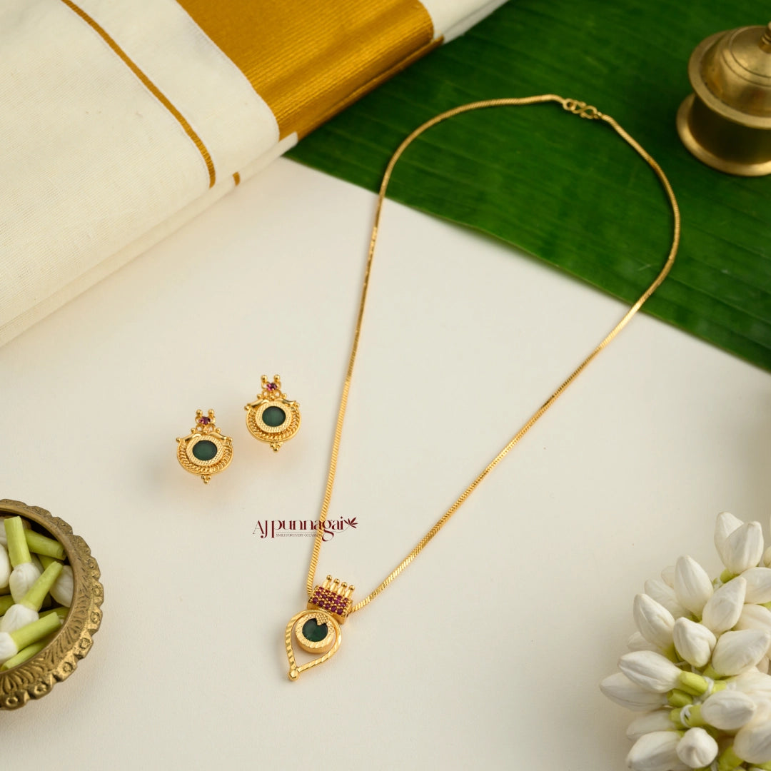 Round Palakka Pendant Chain Set
