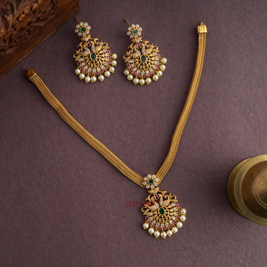 Peacock Matt Short Necklace