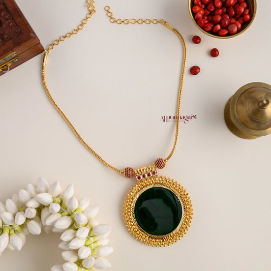 Grand Green Round Palakka Necklace