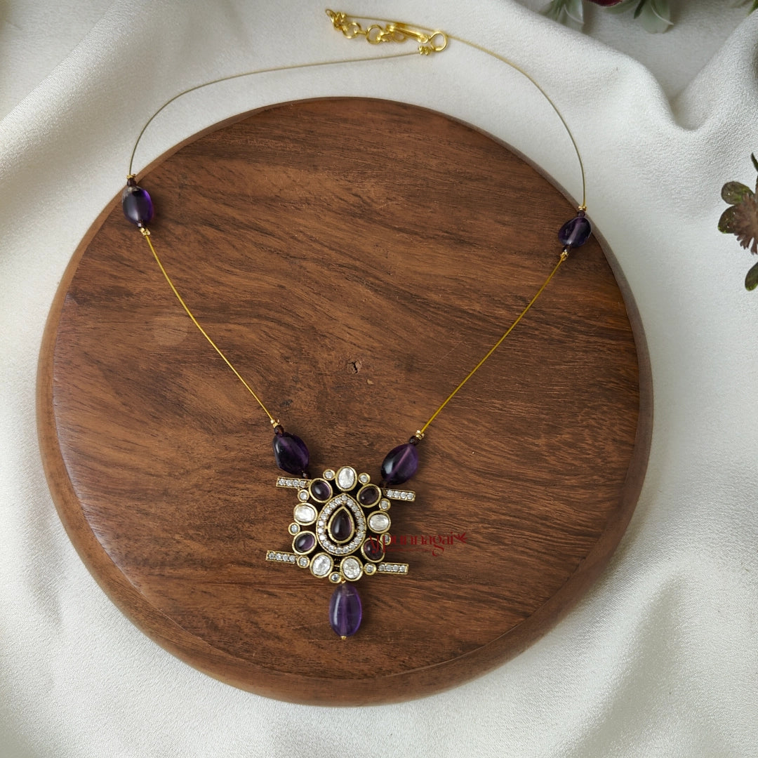 Unique Victorian Invisible Necklace - Purple