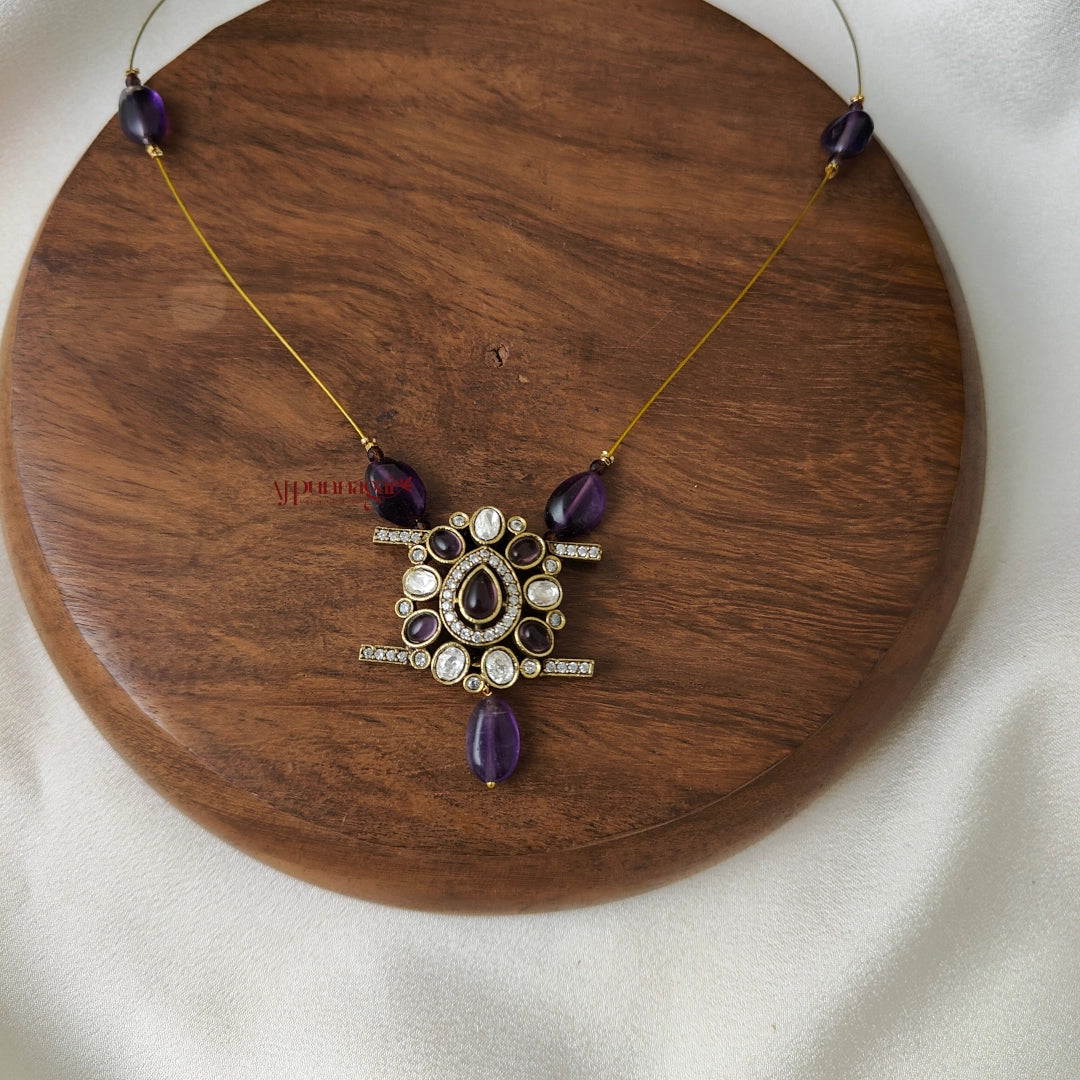 Unique Victorian Invisible Necklace - Purple