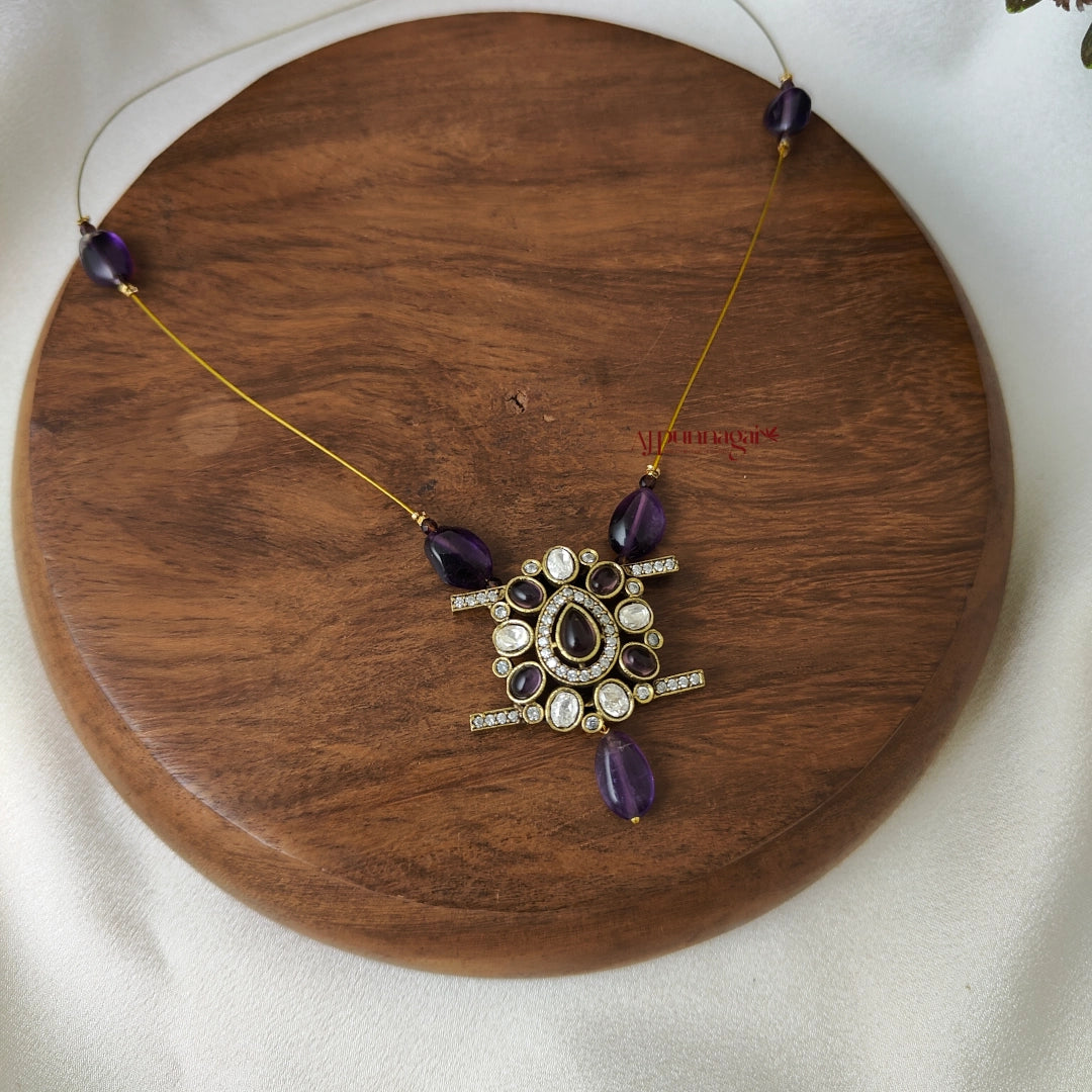Unique Victorian Invisible Necklace - Purple