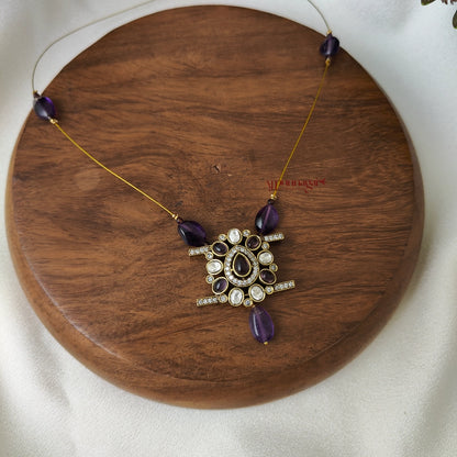 Unique Victorian Invisible Necklace - Purple