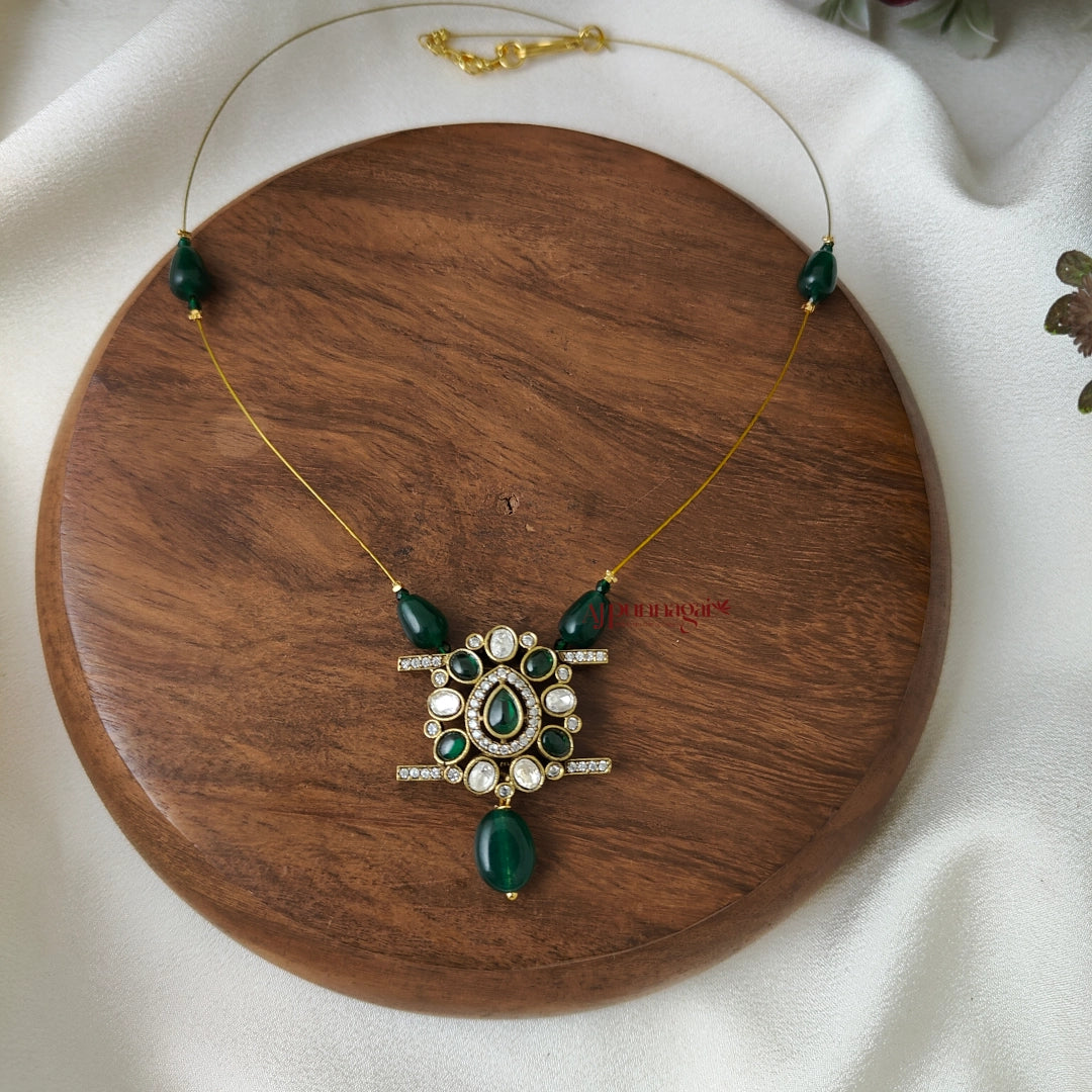 Unique Victorian Invisible Necklace - Dark Green
