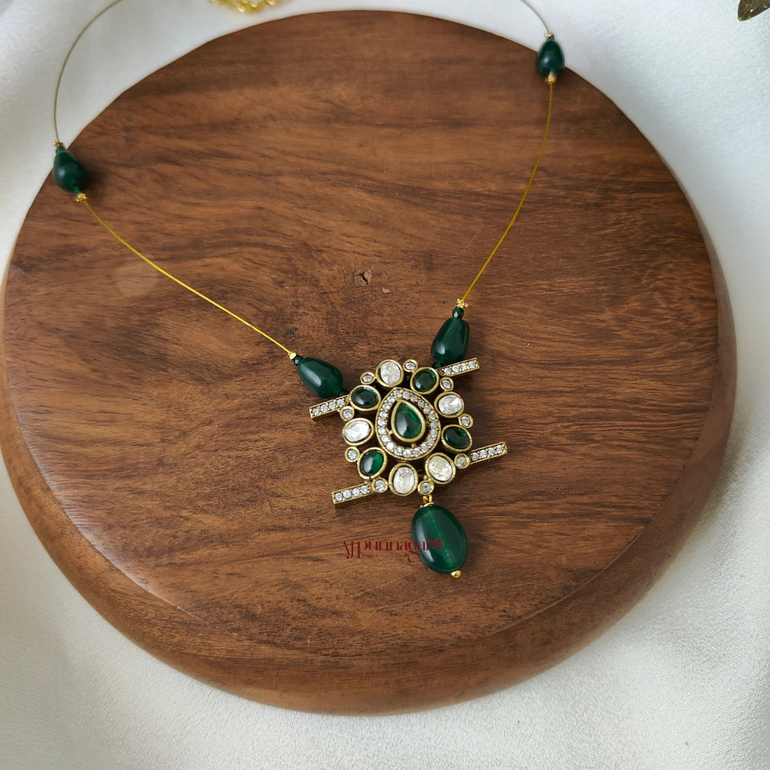 Unique Victorian Invisible Necklace - Dark Green