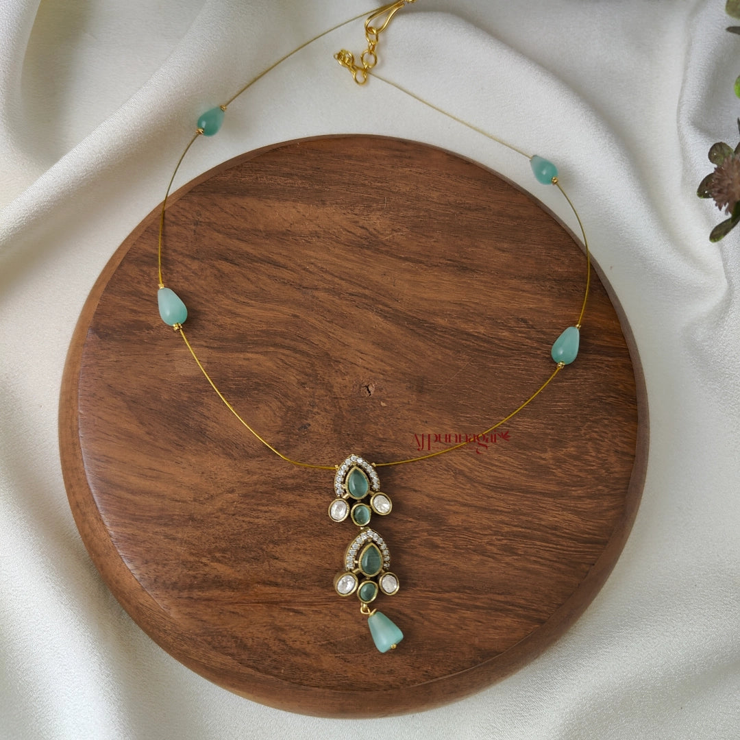 Drop Victorian Invisible Necklace - Pastel Green