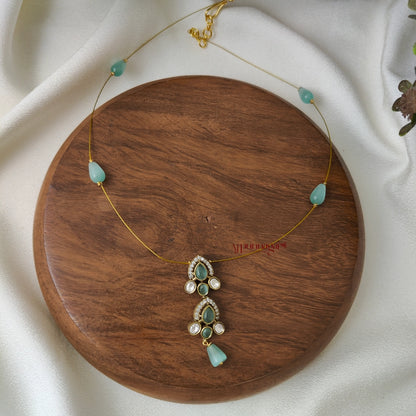 Drop Victorian Invisible Necklace - Pastel Green