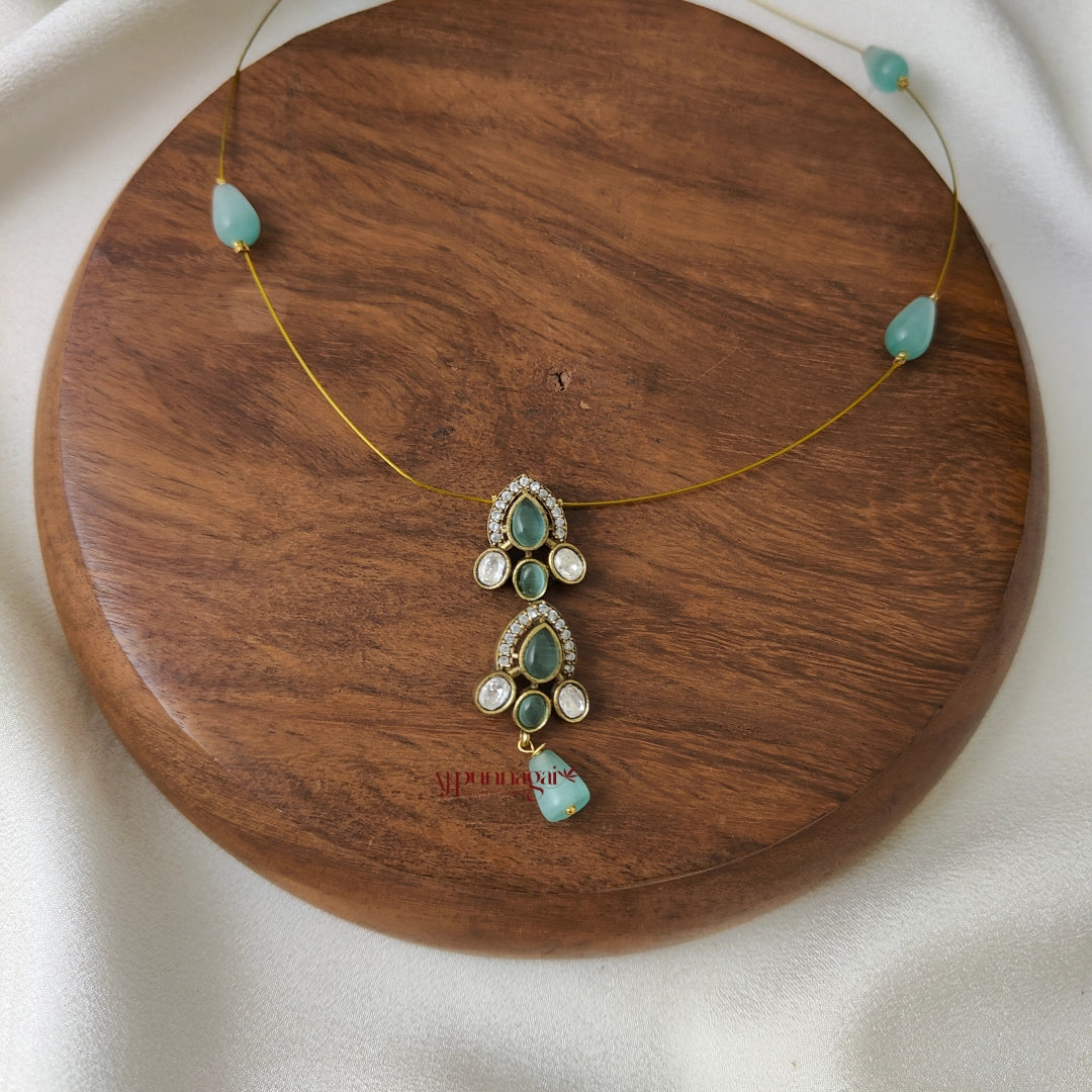 Drop Victorian Invisible Necklace - Pastel Green