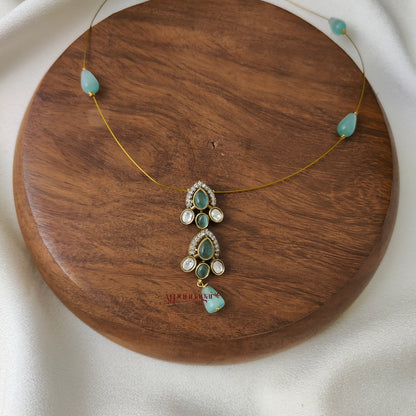 Drop Victorian Invisible Necklace - Pastel Green