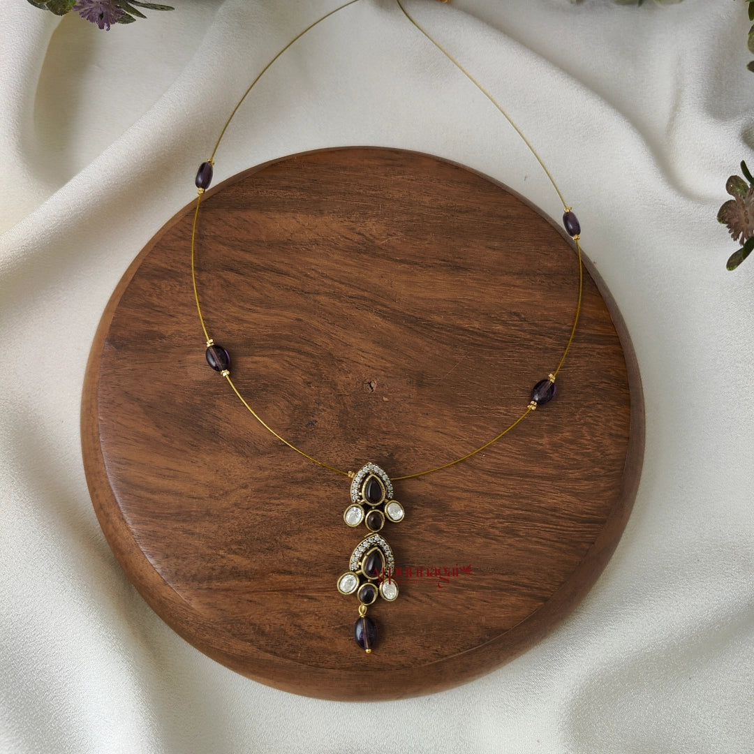 Drop Victorian Invisible Necklace - Purple