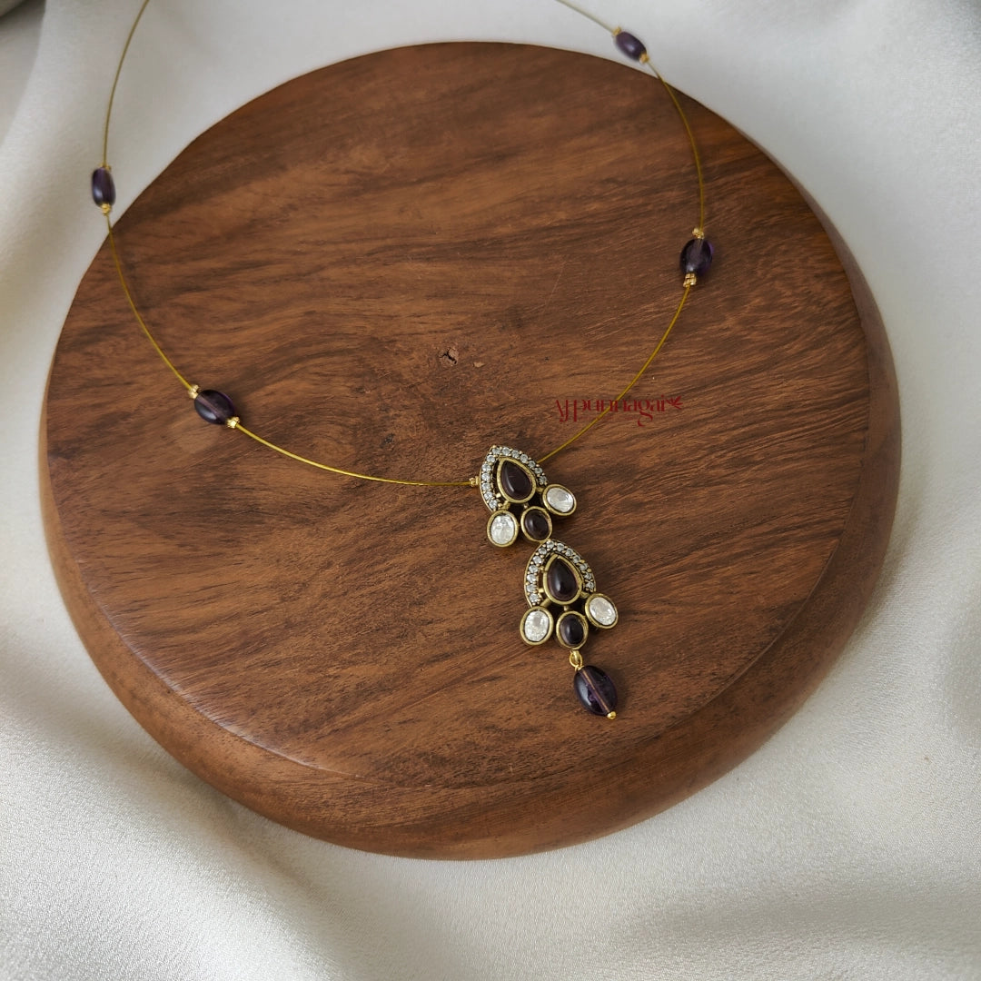 Drop Victorian Invisible Necklace - Purple