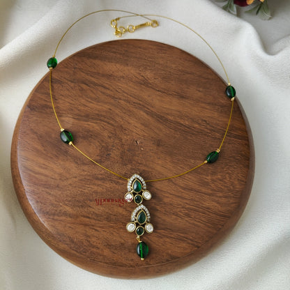 Drop Victorian Invisible Necklace - Dark Green
