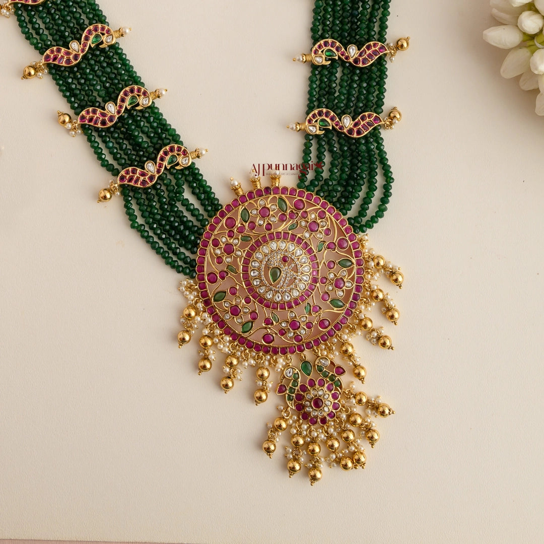 Premium Gold Look Alike Onxy Beaded Kemp Bridal Haram
