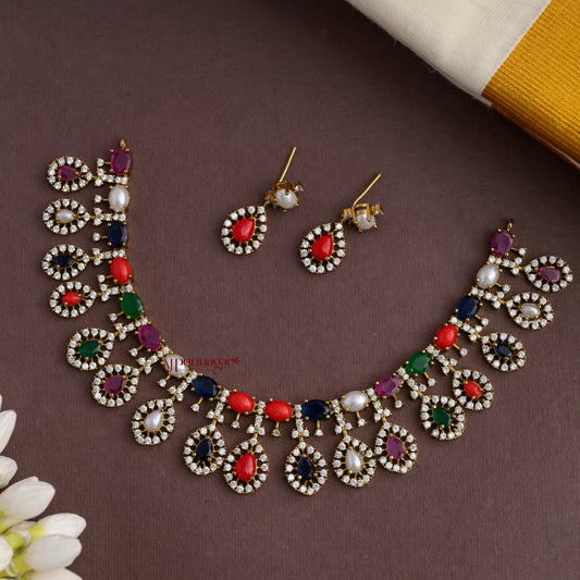 Navaratna With AD Necklace