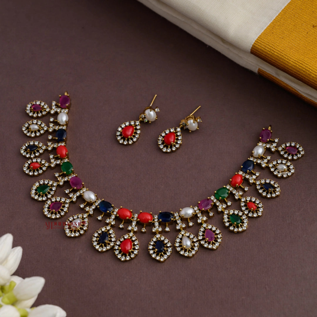 Navaratna With AD Necklace