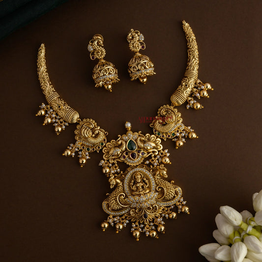 Nakshi Lakshmi With Peacock Kanthi Necklace