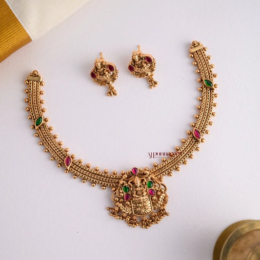 Royal Gold Look Alike Nakshi Necklace - Multi