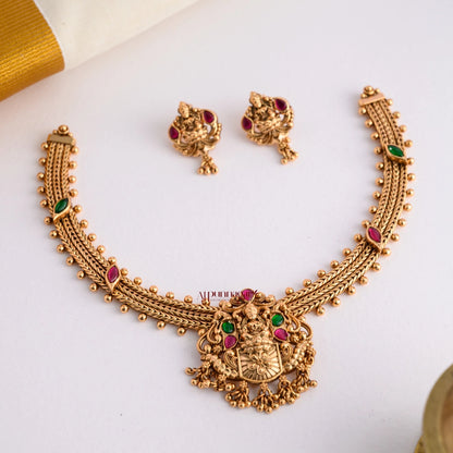 Royal Gold Look Alike Nakshi Necklace - Multi