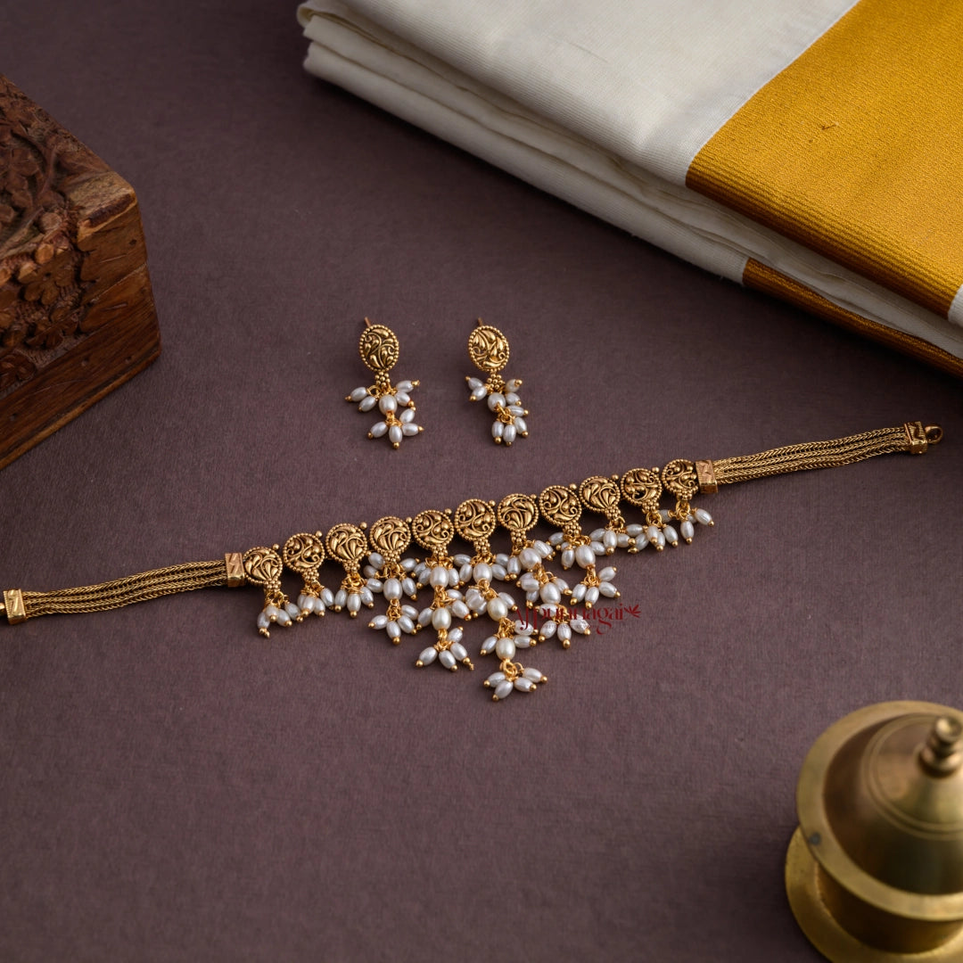 Stylish Rice Pearl Guttapusalu Necklace