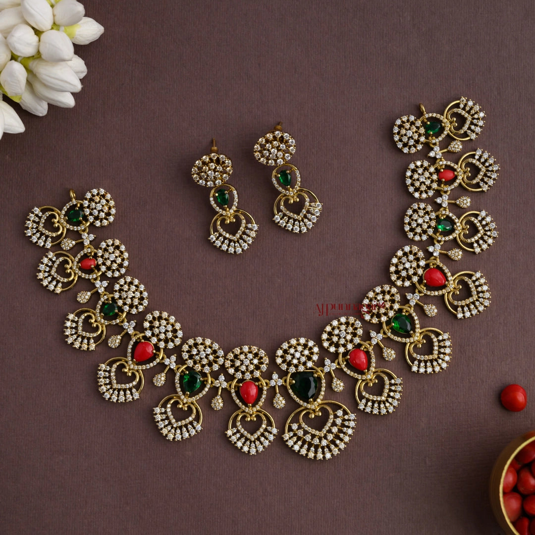 Dazzling AD With Coral Necklace
