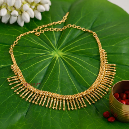 Royal Look Gold Finish Mulla Mottu Necklace