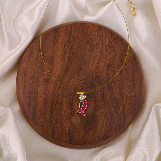 Cute Kundan Jadau Bird Invisible Necklace - Right