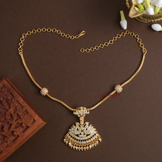 Traditional Gold Finish Peacock Attigai - White