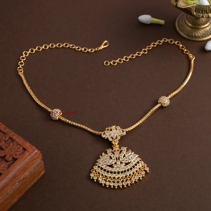 Traditional Gold Finish Peacock Attigai - White