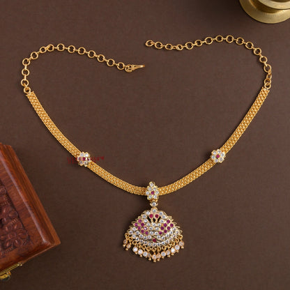 Classy Gold Finish Peacock Attigai