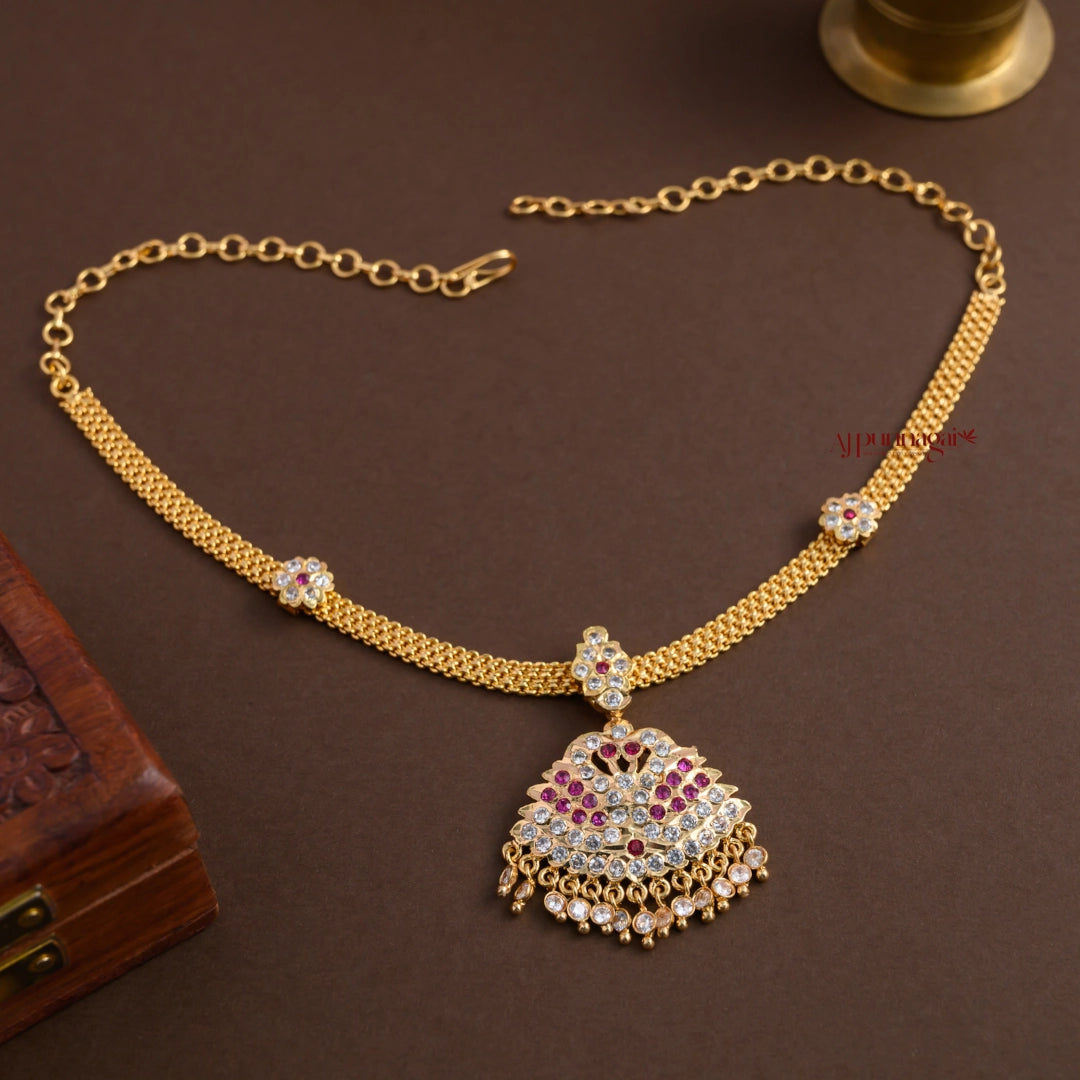 Classy Gold Finish Peacock Attigai