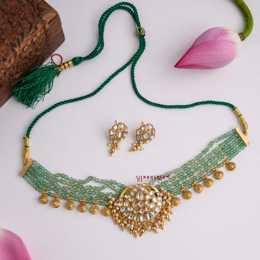 Mint Green Beaded Bridal Choker