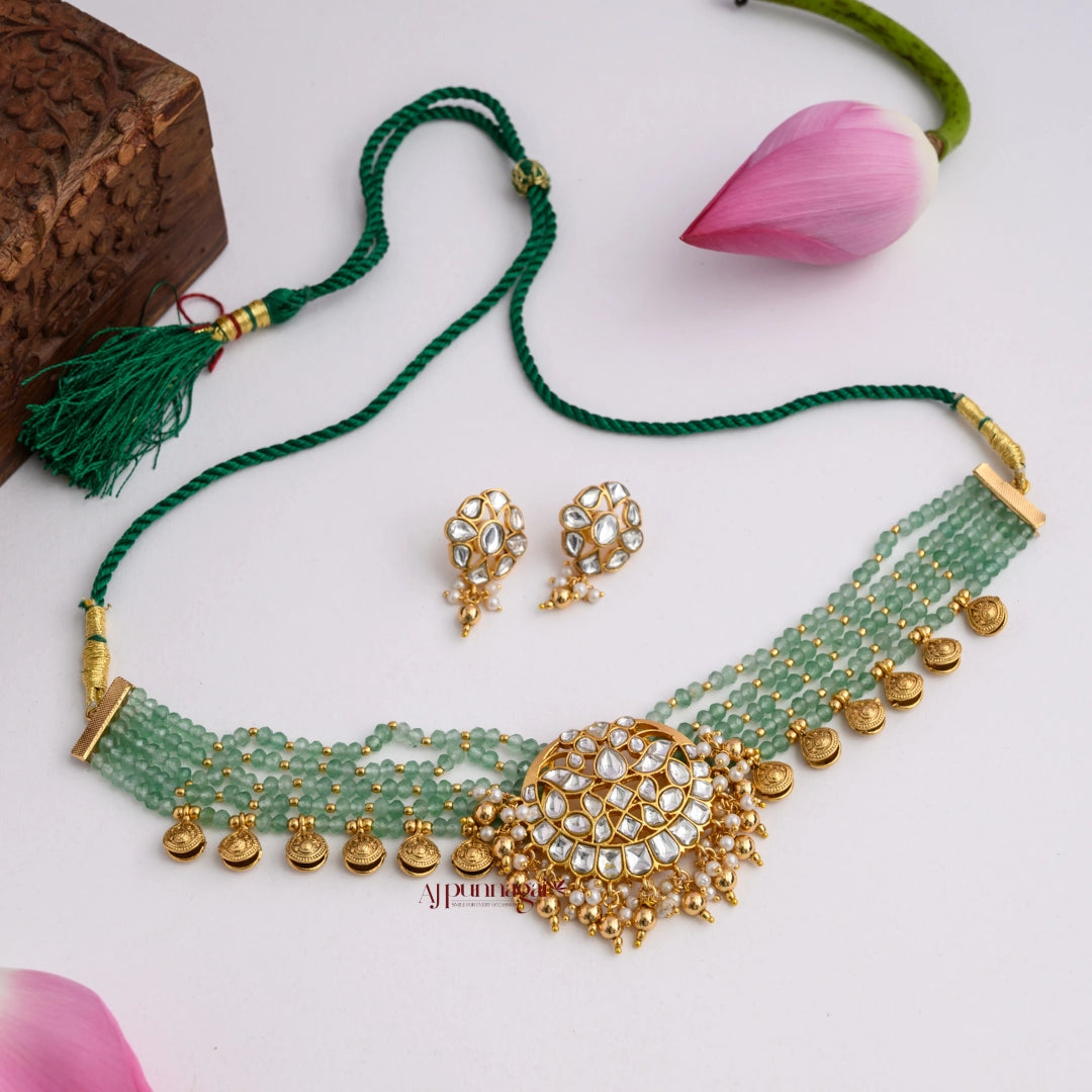 Mint Green Beaded Bridal Choker