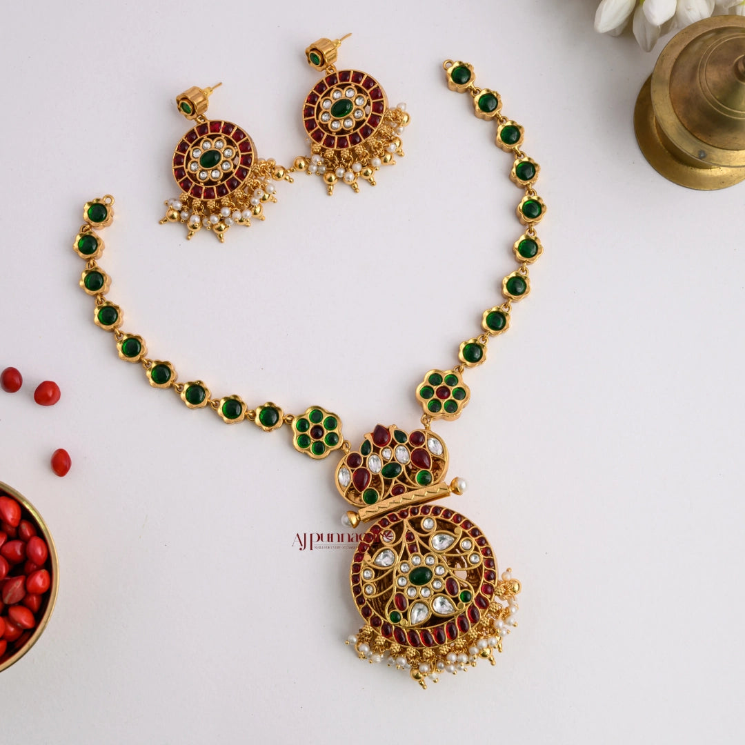 2 in 1 Reversible Kemp Floral With Lakshmi Necklace