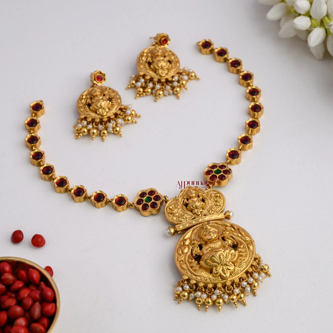 2 in 1 Reversible Kemp Floral With Lakshmi Necklace