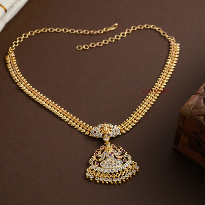 Gold Finish Lakshmi Impon Attigai - White With Pink