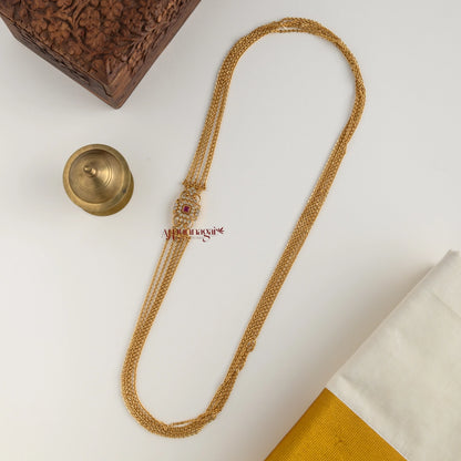 Traditional Look AD Mogappu Chain - Ruby