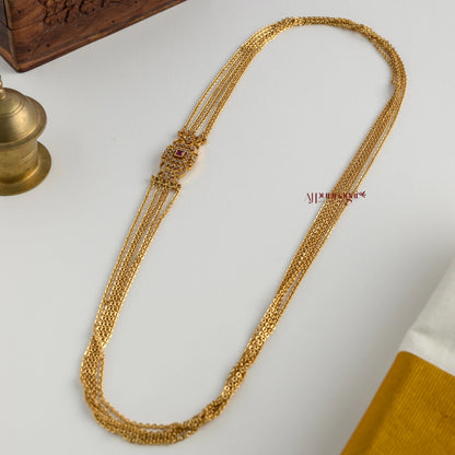 Traditional Look AD Mogappu Chain - Ruby