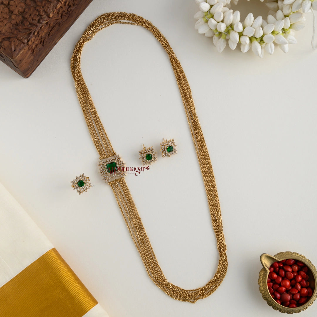 Sparkling AD Mogappu Chain Combo - Green