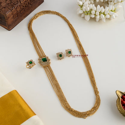Sparkling AD Mogappu Chain Combo - Green