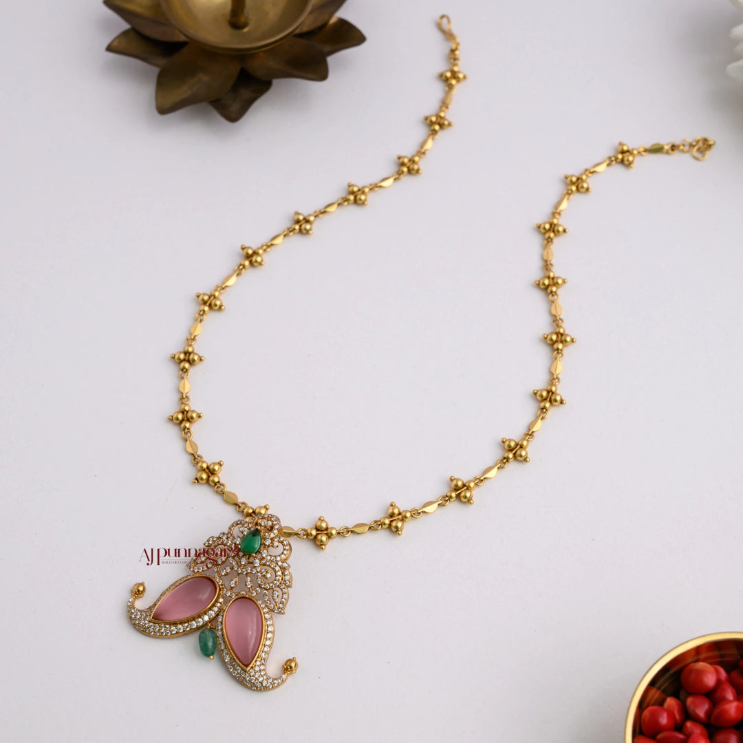 Unique Non Idol Pendant Chain - Pastel Pink