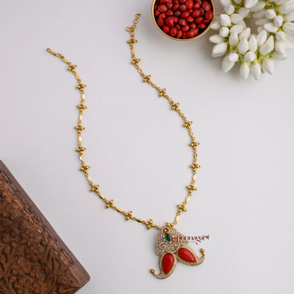 Unique Non Idol Pendant Chain - Coral