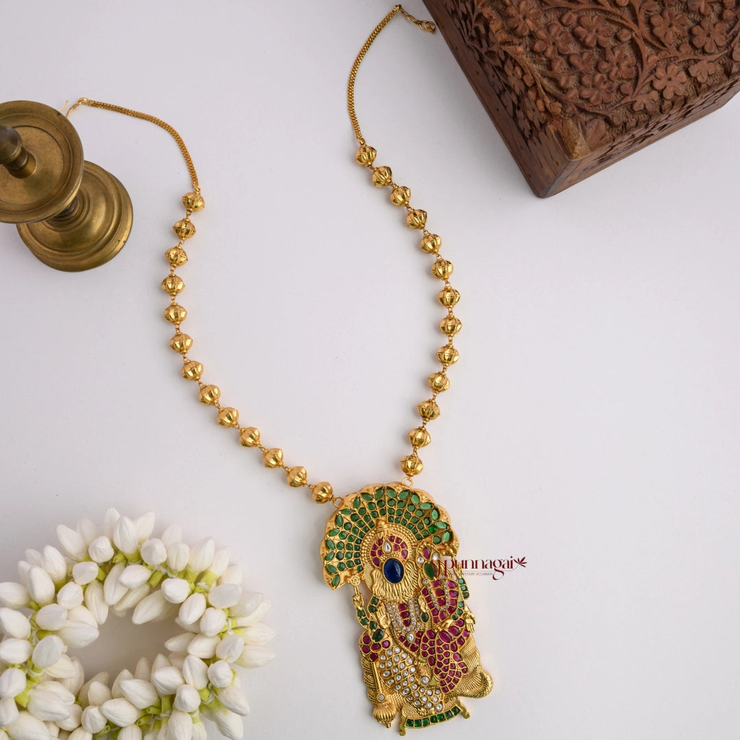 Lord Narasimha Kemp Pendant Chain
