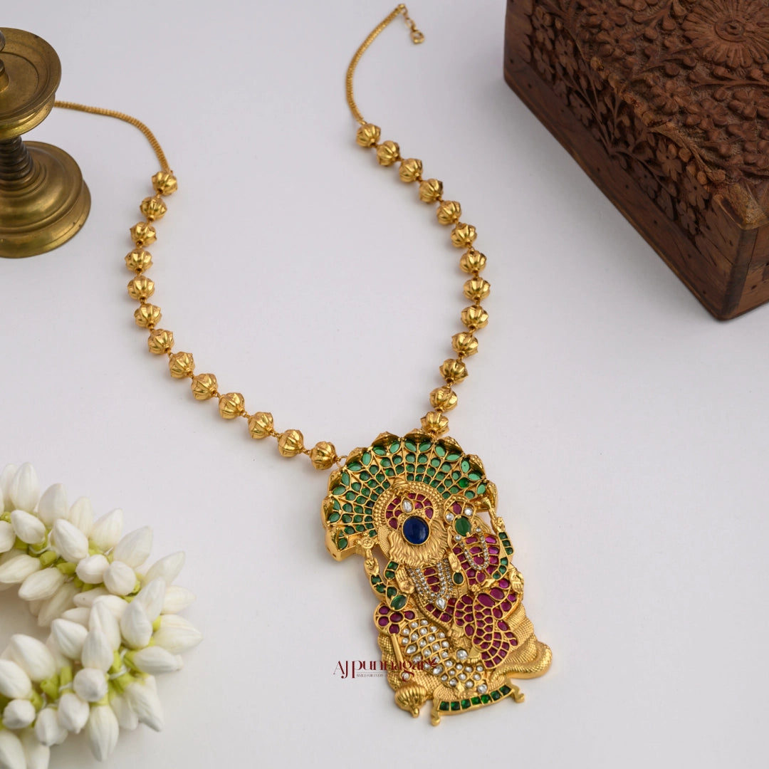 Lord Narasimha Kemp Pendant Chain