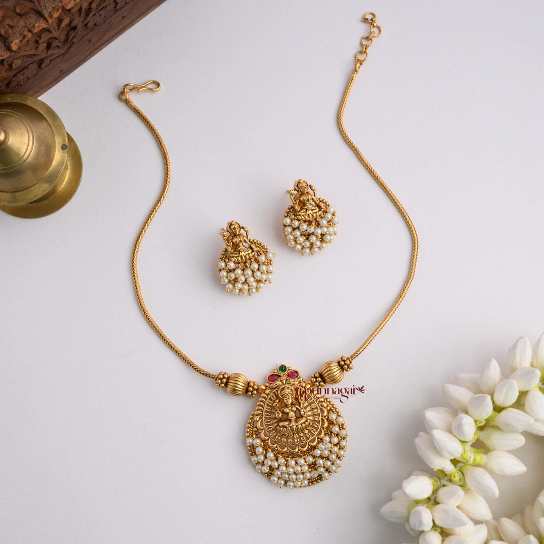 Lakshmi Pearl With Matt Necklace