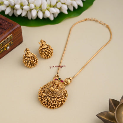 Lakshmi With Gold Beaded Necklace