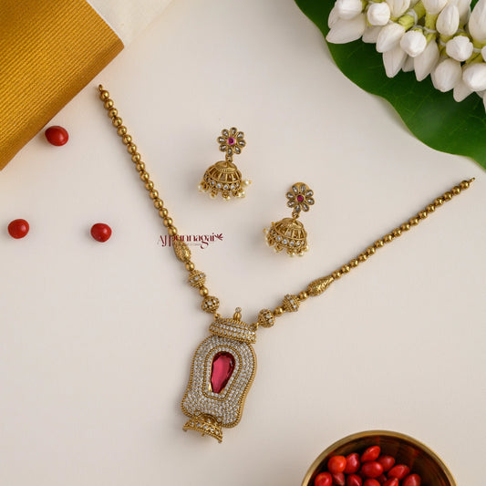 Stylish Matt AD Necklace - Red