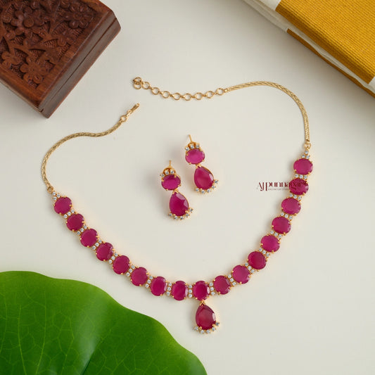 Sparkling AD Necklace - Ruby